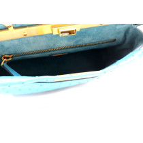 Fendi Peekaboo Straußenleder Hellblau