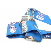 Hermes Blue Silk Bandeau