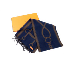 Hermes Sciarpa Cachemire Blu e Marrone