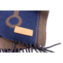 Hermès Écharpe Cachemire Bleu et Marron