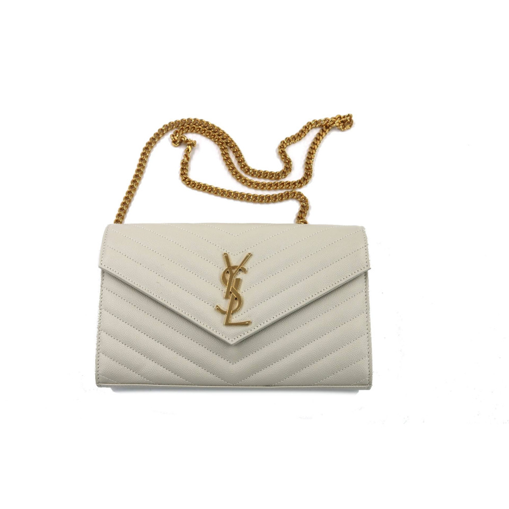 Saint Laurent Classic Cassandre Pouch with Chain in Grain De Poudre Leather