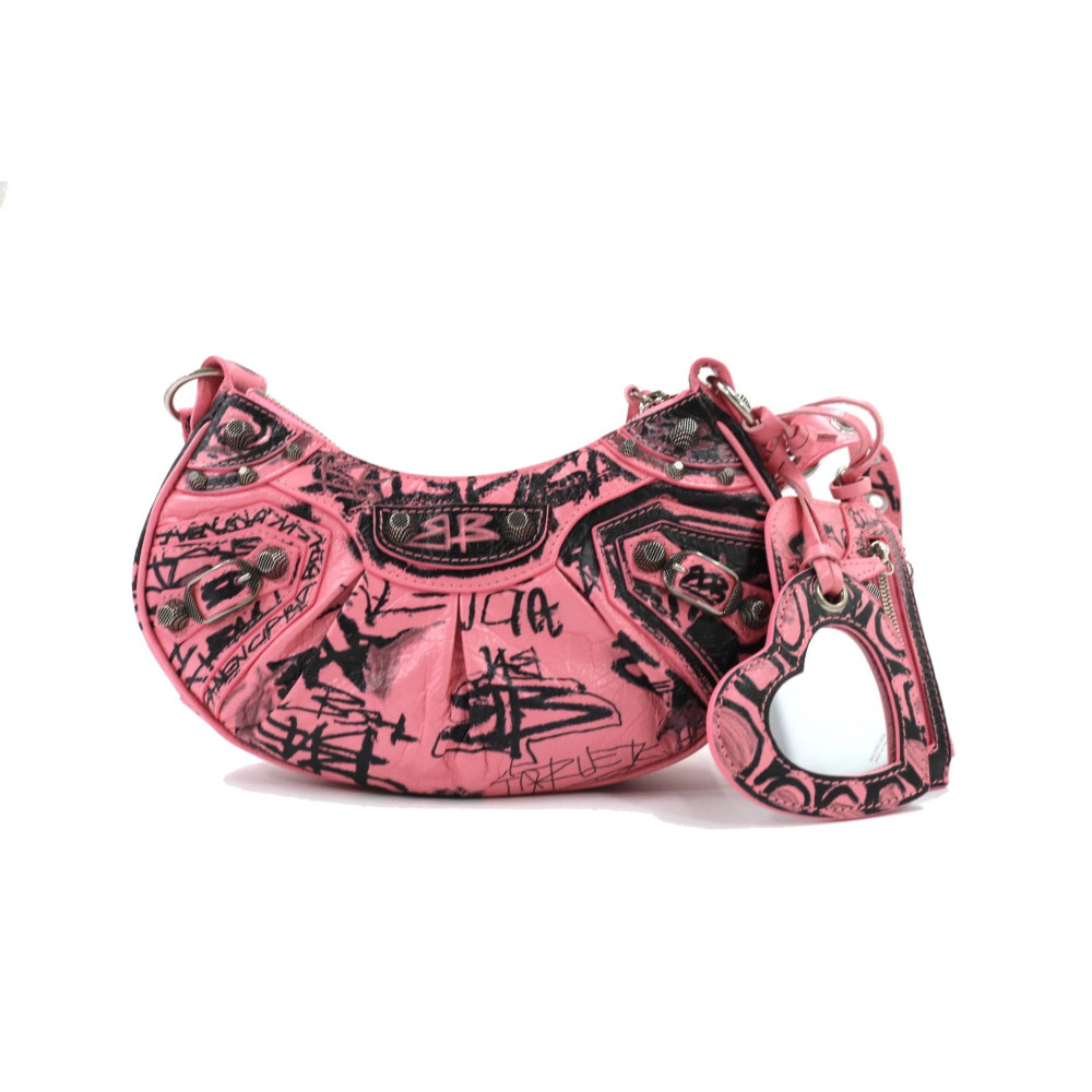 Balenciaga Le Cagole Graffiti Pelle di Vitello Rosa