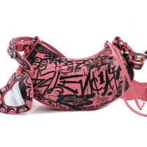 Balenciaga Le Cagole Graffiti Pelle di Vitello Rosa