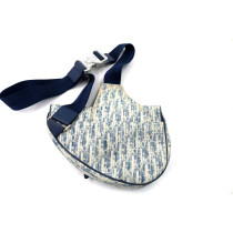 Dior Saddle Handbag Tissu Blanc et Bleu
