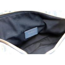 Dior Saddle Handbag Tissu Blanc et Bleu