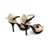 Prada Gold and Black Satin Pumps