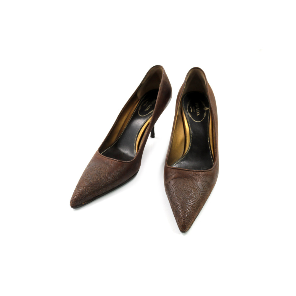 Prada Brown Leather Pumps