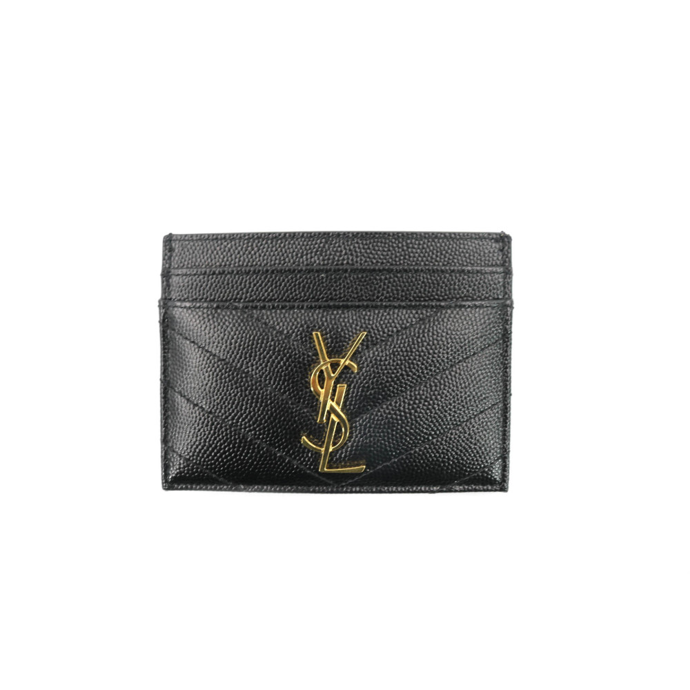 Saint Laurent Kartenetui Cassandre Schwarzes Leder