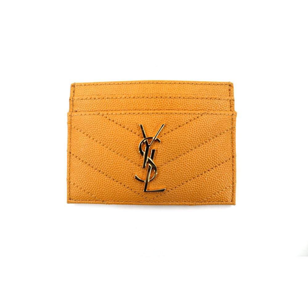 Saint Laurent Cassandre Card Holder Mustard Leather