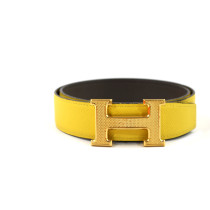Ceinture en Cuir Jaune et Beige Hermes