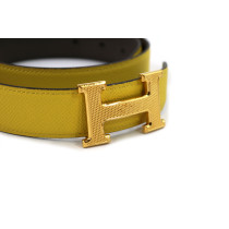 Hermes Yellow and Beige Leather Belt
