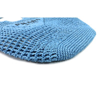 Prada Blue Straw Shopping Bag