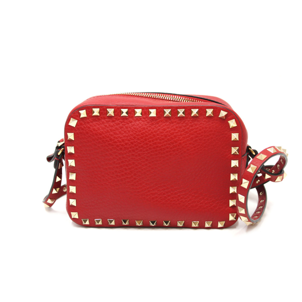 Valentino Rockstud Camera Bag Pelle Rossa