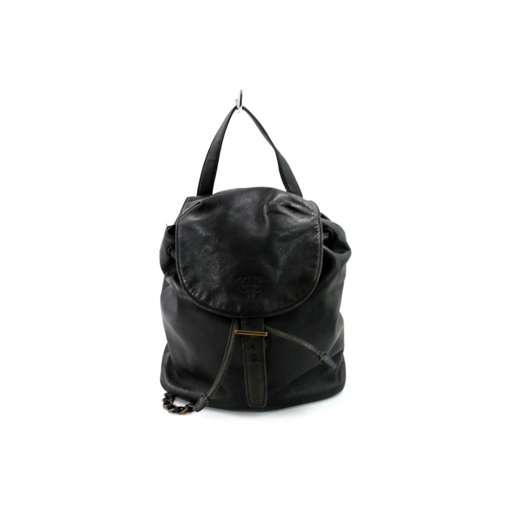 Prada Black Leather Backpack