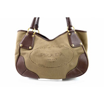 Prada Brown Canvas Shopping Bag