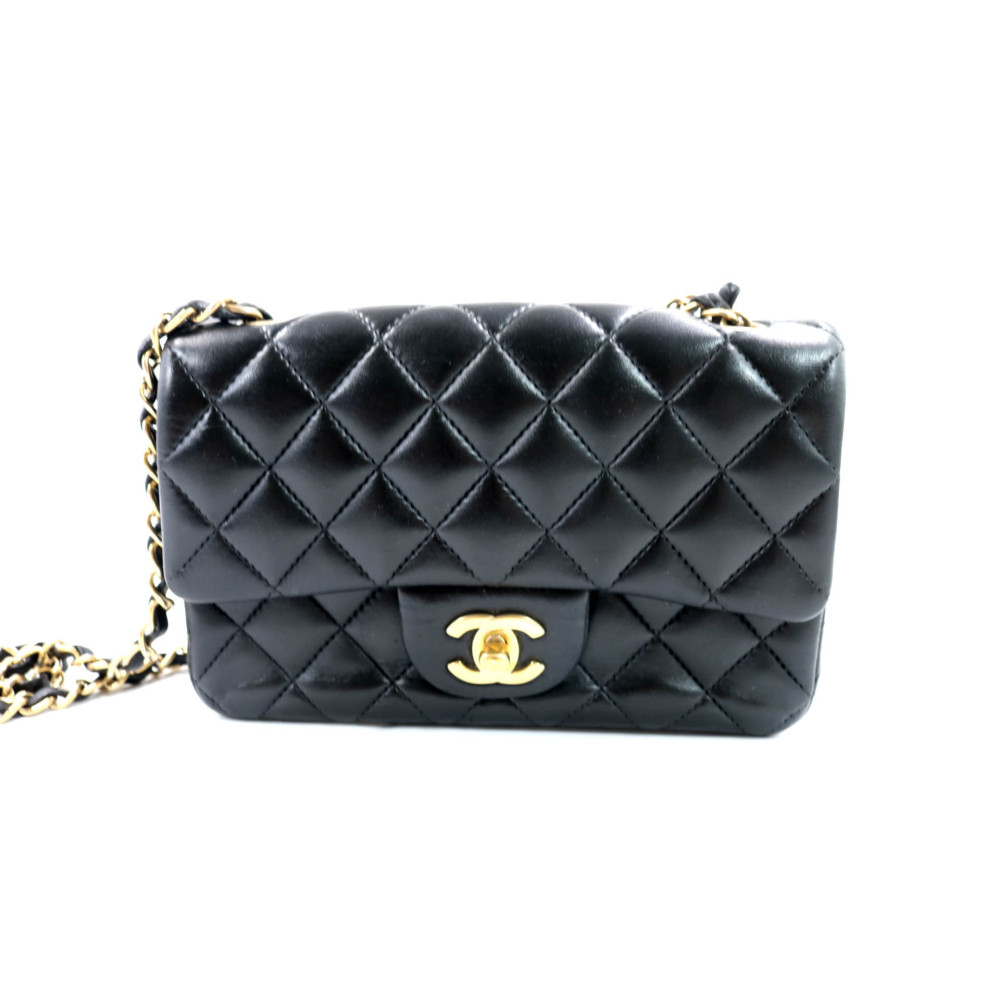 Chanel Rechteckige Mini Schwarzleder