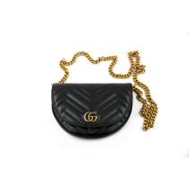 Gucci Marmont Halbmond Schwarzes Leder