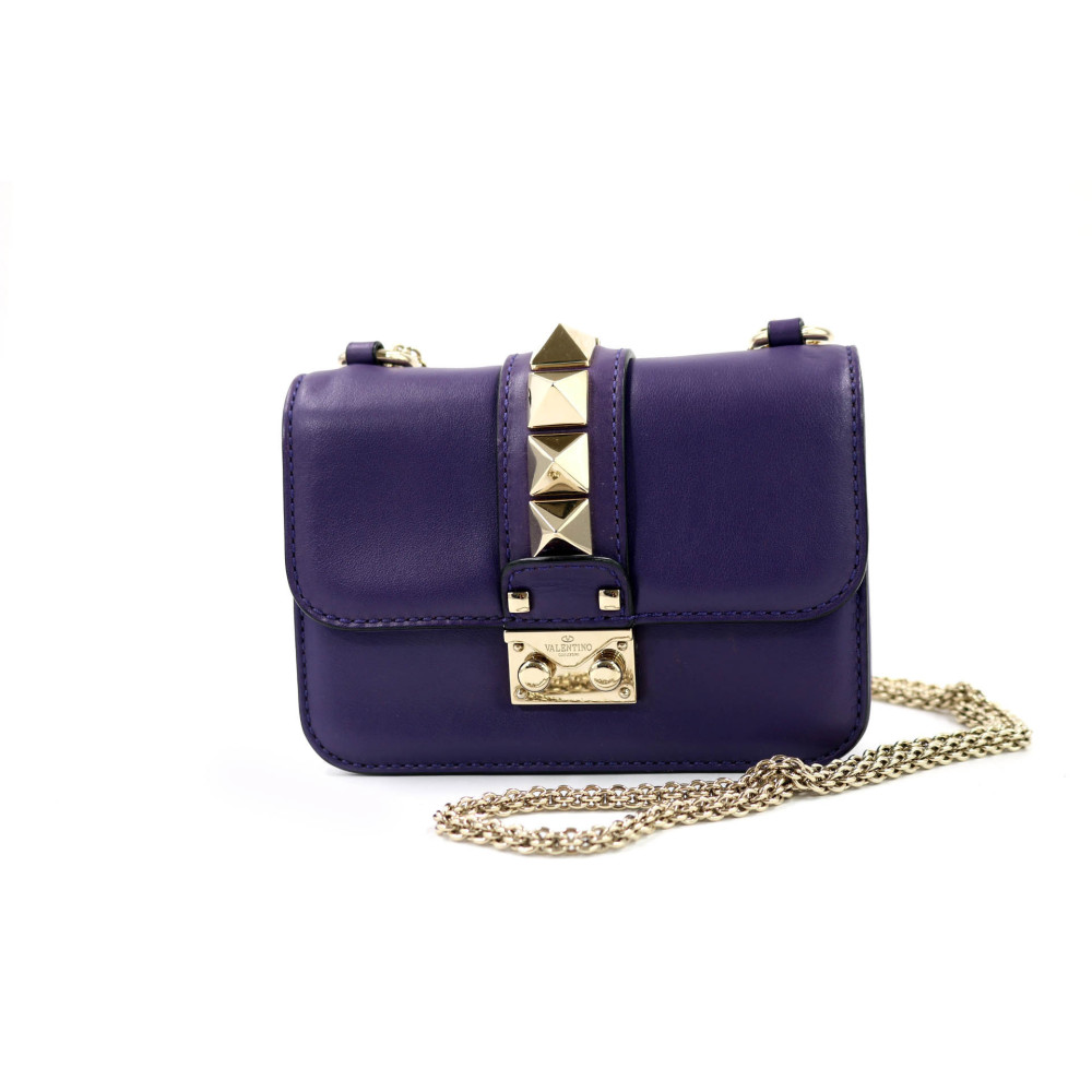 Valentino Glam Lock Cuir Violet