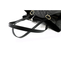 Gucci Shopping Emblem Black Leather