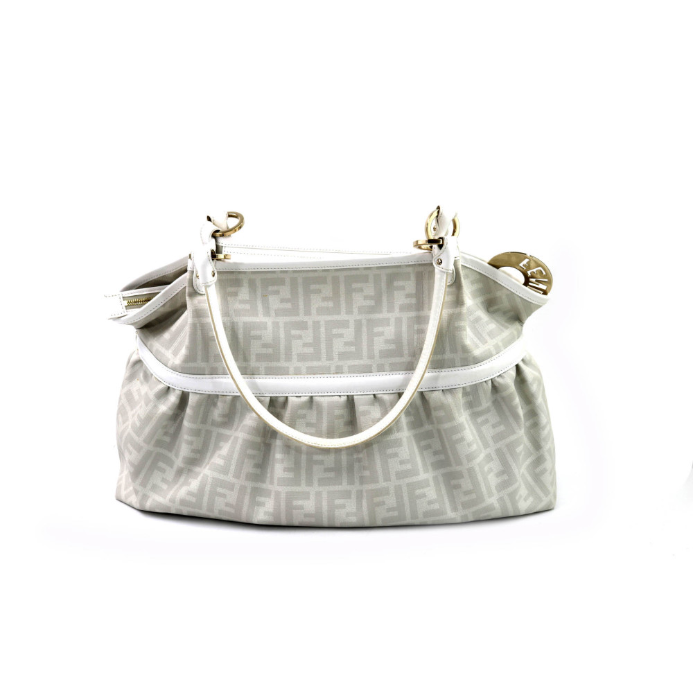 Fendi White Zucca Shopping