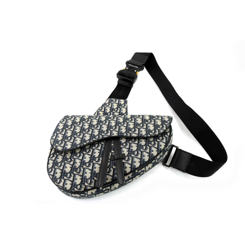 Dior Saddle Sacoche Toile Oblique Bleu