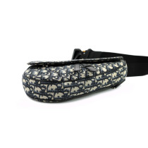 Dior Saddle Sacoche Toile Oblique Bleu