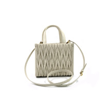 Miu Miu Mini Shopping Bag Matelassé Leather Cream