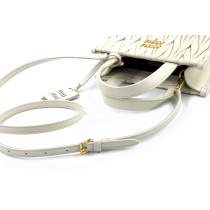 Miu Miu Shopping MIni Pelle Matelassè Panna