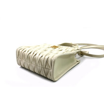 Miu Miu Mini Shopping Bag Matelassé Leather Cream