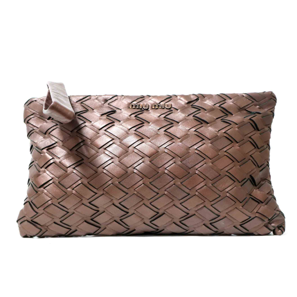 Miu Miu Dark Bronze Leather Clutch