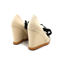 Chanel Espadrilles Compensées en Tissu Beige