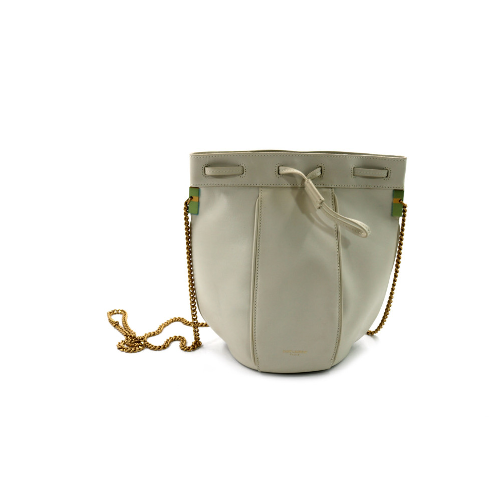 Saint Laurent Talitha Beuteltasche Weißes Leder