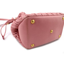 Miu Miu Pink Matelassé Leather Bucket Bag