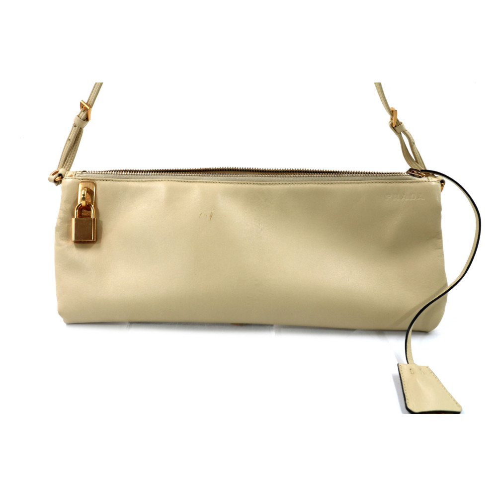 Prada Cream Leather Baguette