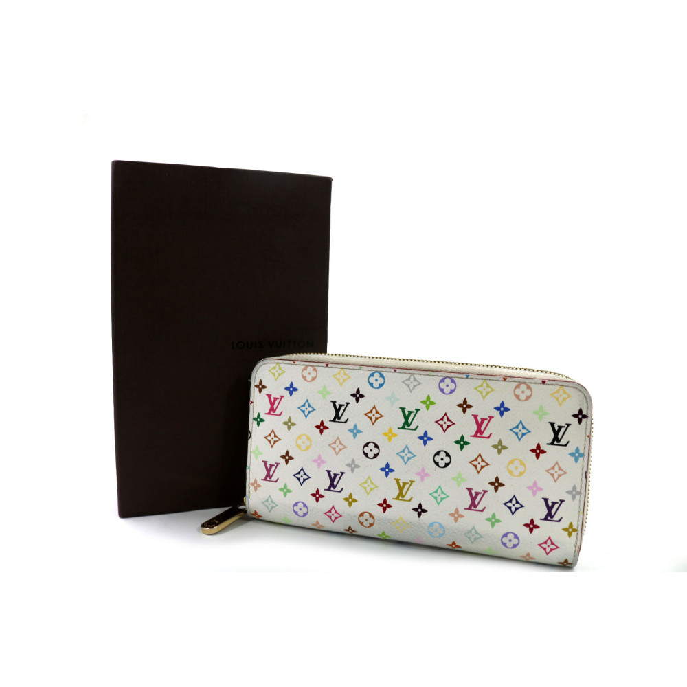 Louis Vuitton per Takashi Murakami Portafoglio Zippy Multicolor Bianco