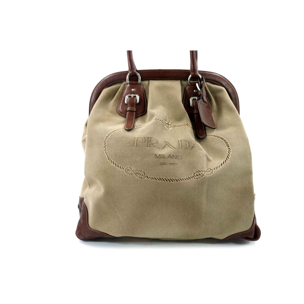 Prada Shopping Toile de Chanvre Beige