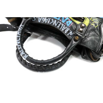 Balenciaga City Graffiti Mini Schwarzes Leder