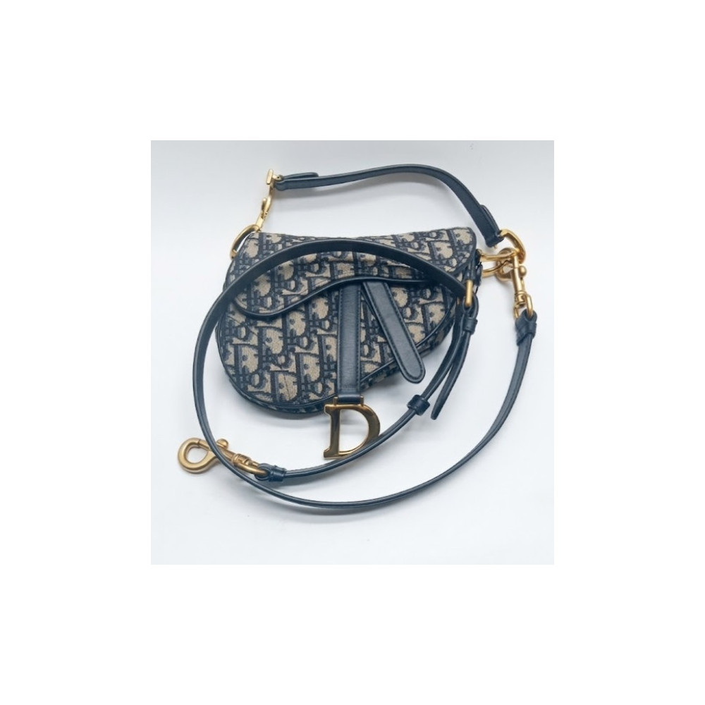 Dior Saddle Mini Blue Oblique Canvas