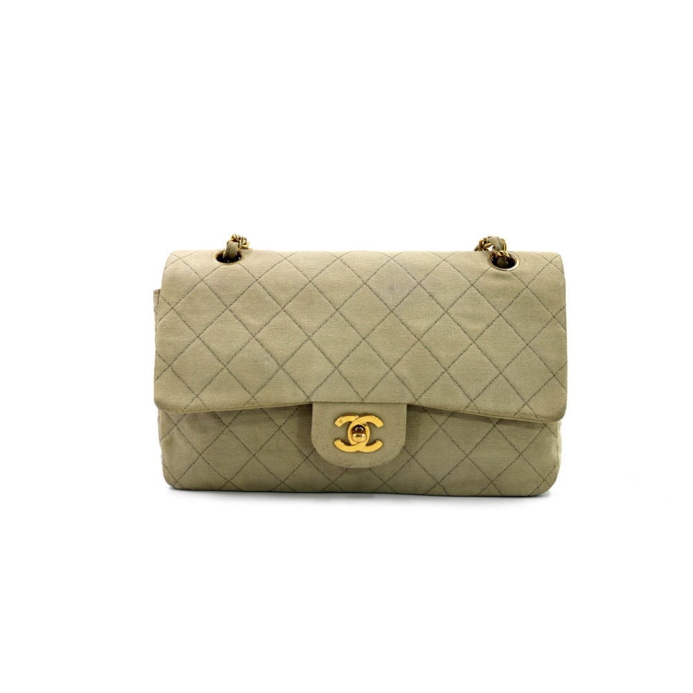 Chanel Double Flap Tissu Beige