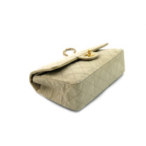 Chanel Double Flap Stoff Beige