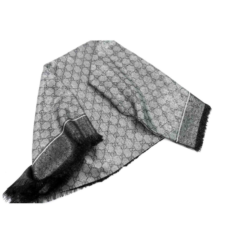 Gucci Stola Lana Nera e Argento