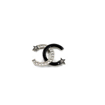 Chanel Silver and Black Steel Brooch