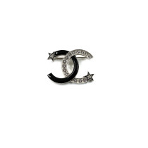 Chanel Spilla Acciaio Argento e Nero