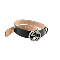 Gucci Cintura Interlocking Pelle Nera