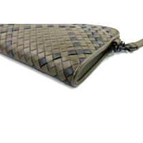 Bottega Veneta Olive Green Leather Clutch
