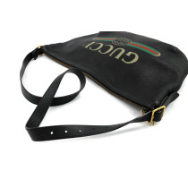 Gucci Print Half-Moon Hobo Pelle Nera