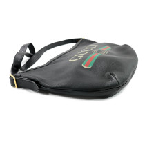 Gucci Print Half-Moon Hobo Cuir Noir