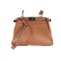 Fendi Peekaboo Pelle Martellata Marrone