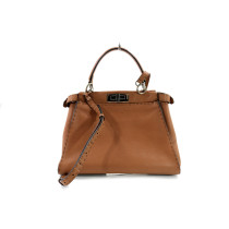Fendi Peekaboo Cuir Martelé Marron