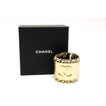 Chanel Manchette Leder und Metall Gold